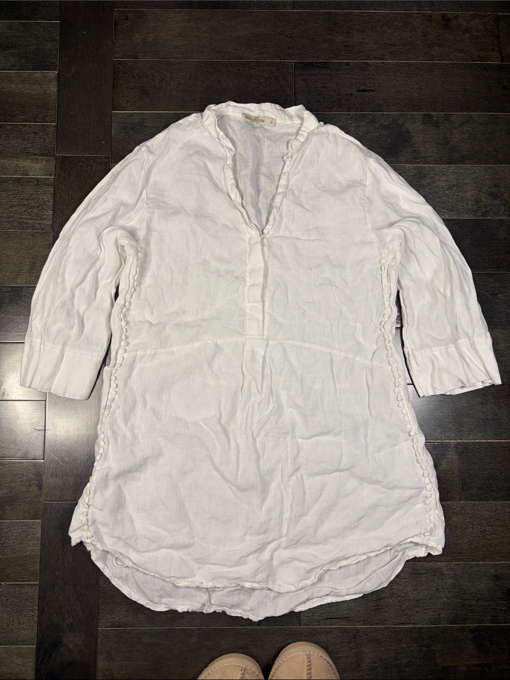 Laura Bianchi Made in Italy 100% Linen Tunic Top – White – Size Medium